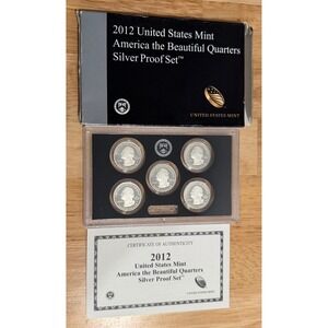 2012 US Mint America the Beautiful Quarters Silver Proof Set with COA Box